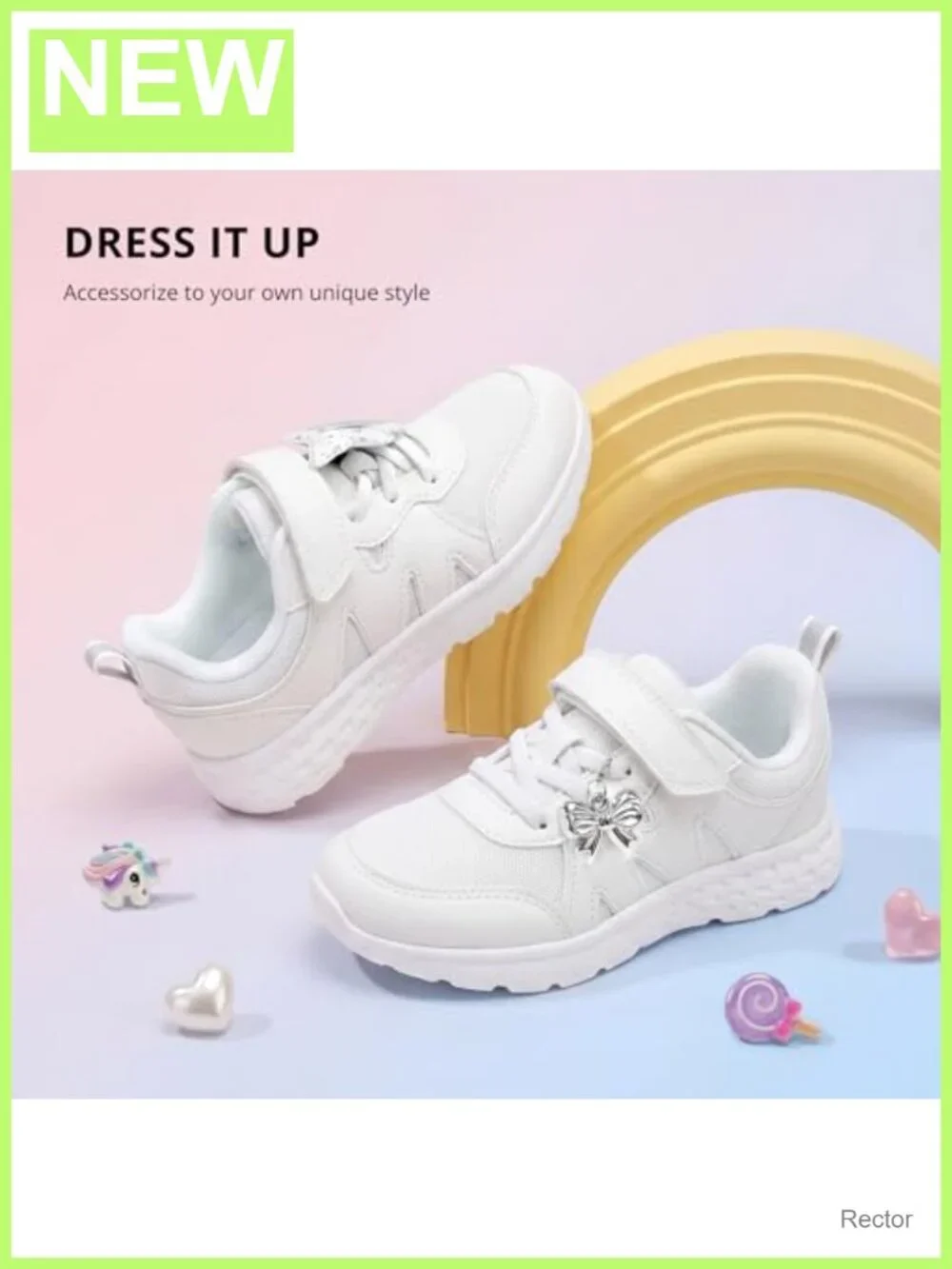 Girls Kids Sneakers Running Tennis Shoes Mesh Faux Leather Hook and Loop